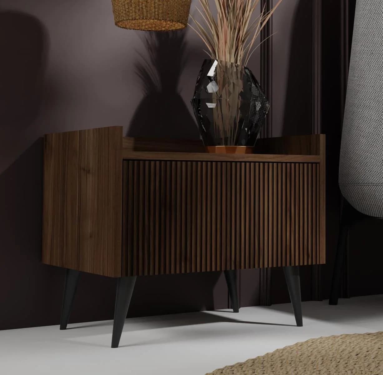 Compleo Nachttisch MODE Braun Schwarz mit Schublade Push-to-open