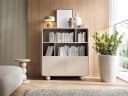 Compleo Bücherregal ALDOS Japandi Beige mit runden Füßen Bild 1