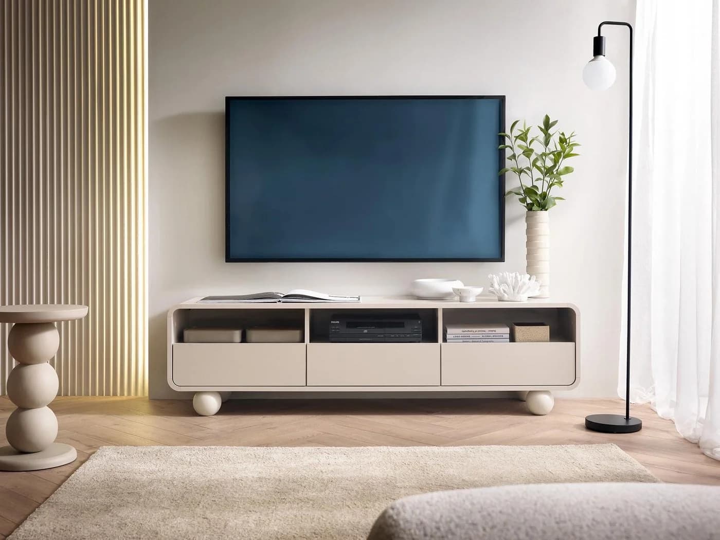 Compleo Bücherregal ALDOS Japandi Beige mit runden Füßen - Bild 4