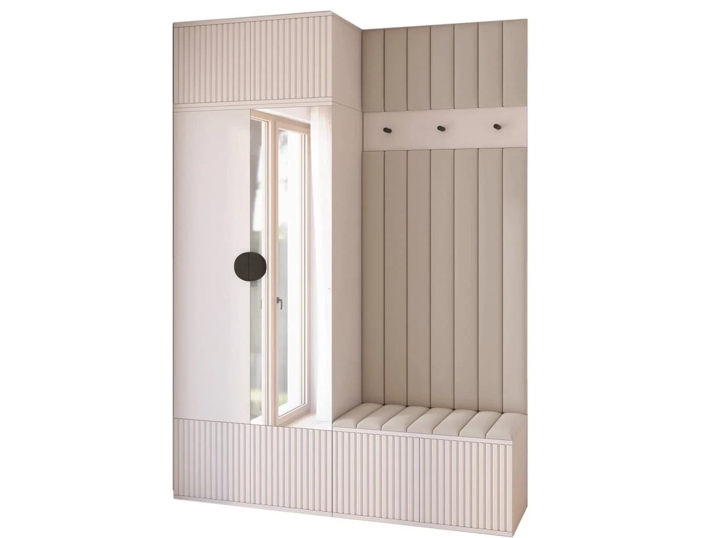 Compleo Garderobenschrank 140 cm mit Lamellenfront und Ablage