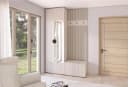 Compleo Garderobenschrank 140 cm mit Lamellenfront und Ablage Bild 2