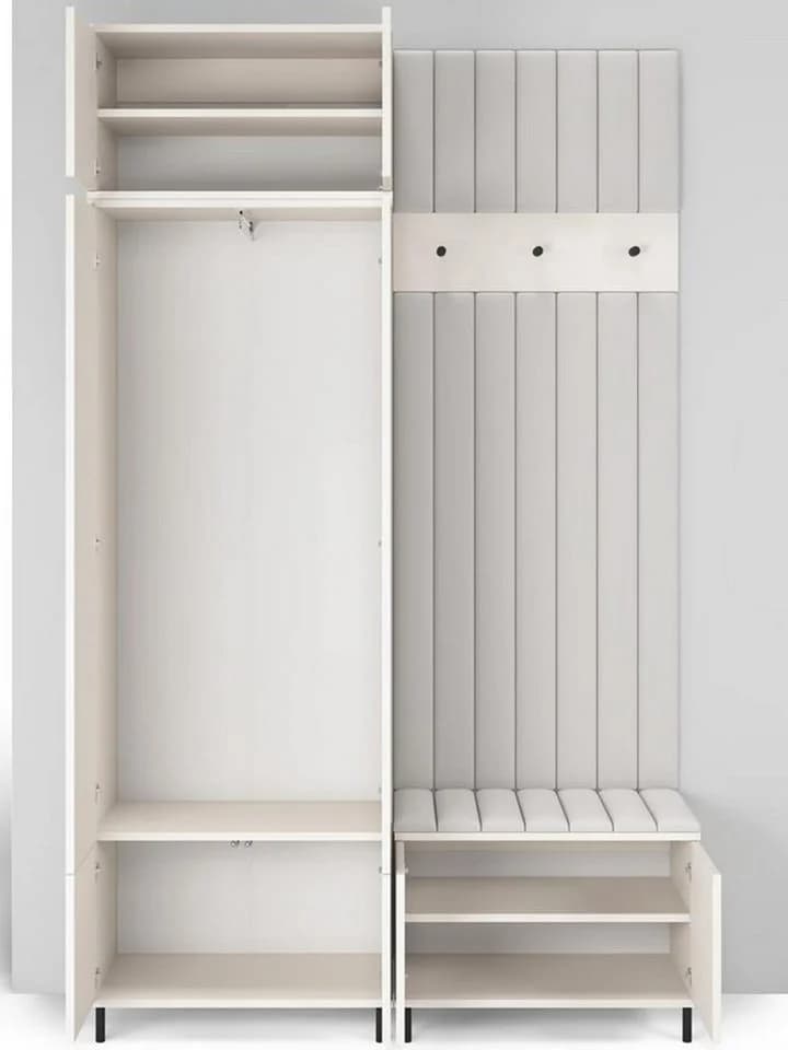 Compleo Garderobenschrank 140 cm mit Lamellenfront und Ablage - Bild 3