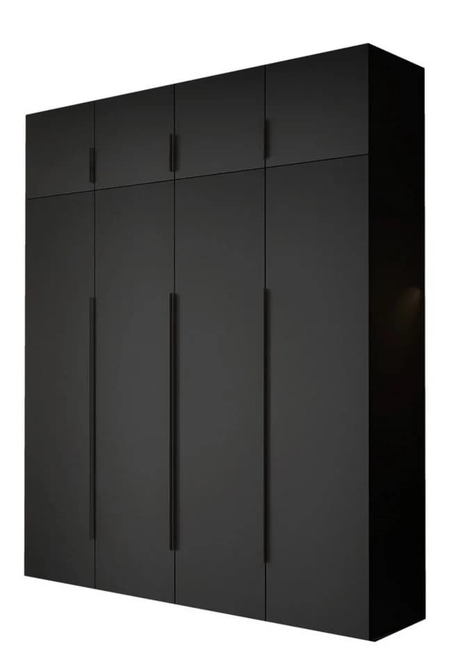 Compleo Drehtürenschrank STELLS 4-türig Schwarz Metallgriffe - Bild 2