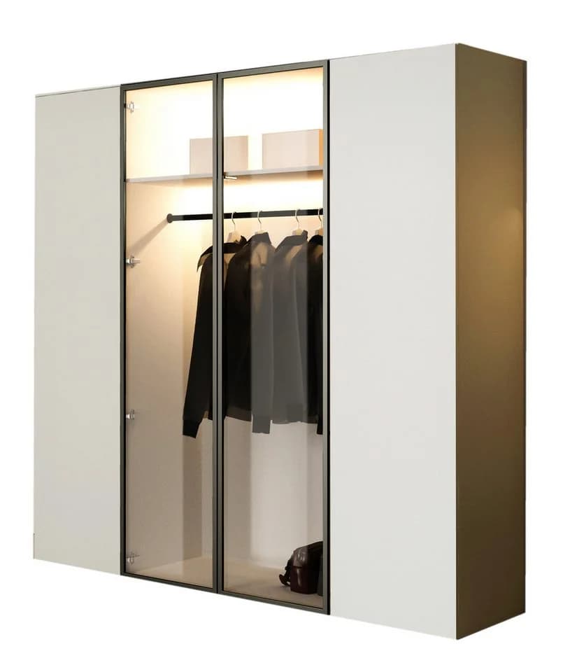 Compleo Kleiderschrank mit Glasfront und LED-Beleuchtung Beige - Bild 2