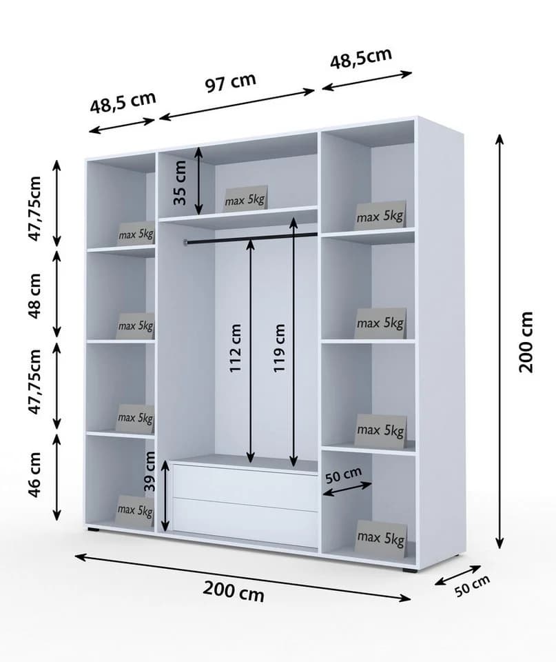 Compleo Drehtürenschrank mit Glasfront, LED-Beleuchtung, Kleiderschrank - Bild 3