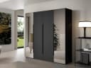 Compleo Kleiderschrank 4-tlg. Schwarz mit Spiegel und Glasfront Bild 1