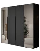 Compleo Kleiderschrank 4-tlg. Schwarz mit Spiegel und Glasfront Bild 2