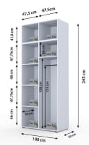Compleo Kleiderschrank STELLS 2 Türen Glasfront Beige Bild 3