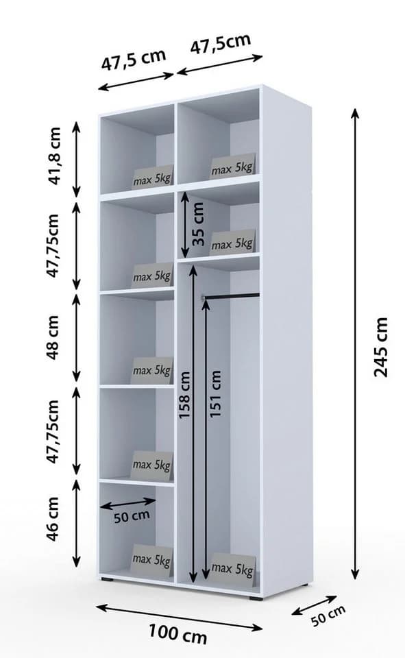 Compleo Kleiderschrank STELLS 2 Türen Glasfront Beige - Bild 3