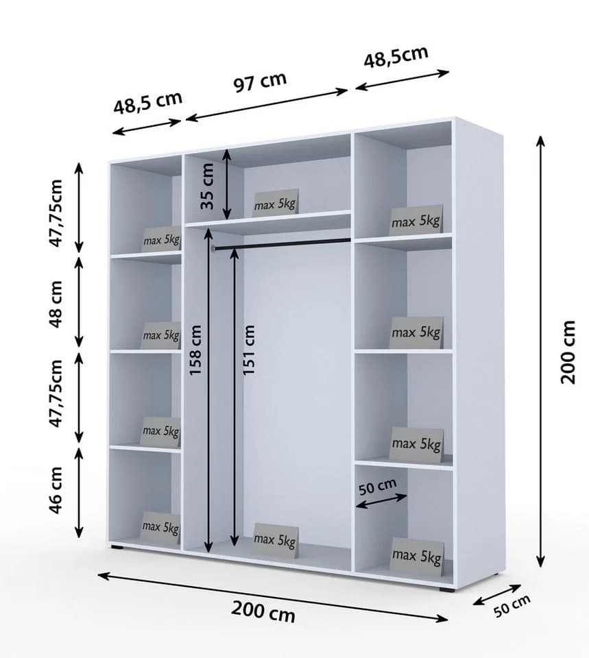 Compleo Kleiderschrank 4-türig mit Glasfront Push-to-Open - Bild 3