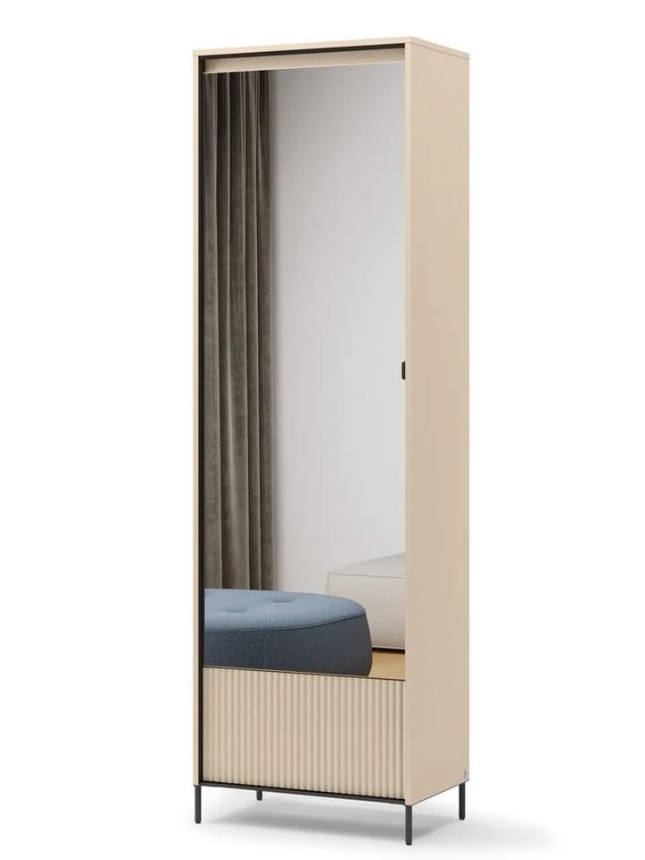 Compleo Garderoben-Set Kleiderschrank Beige mit Spiegel und Kommode FLORE - Bild 4