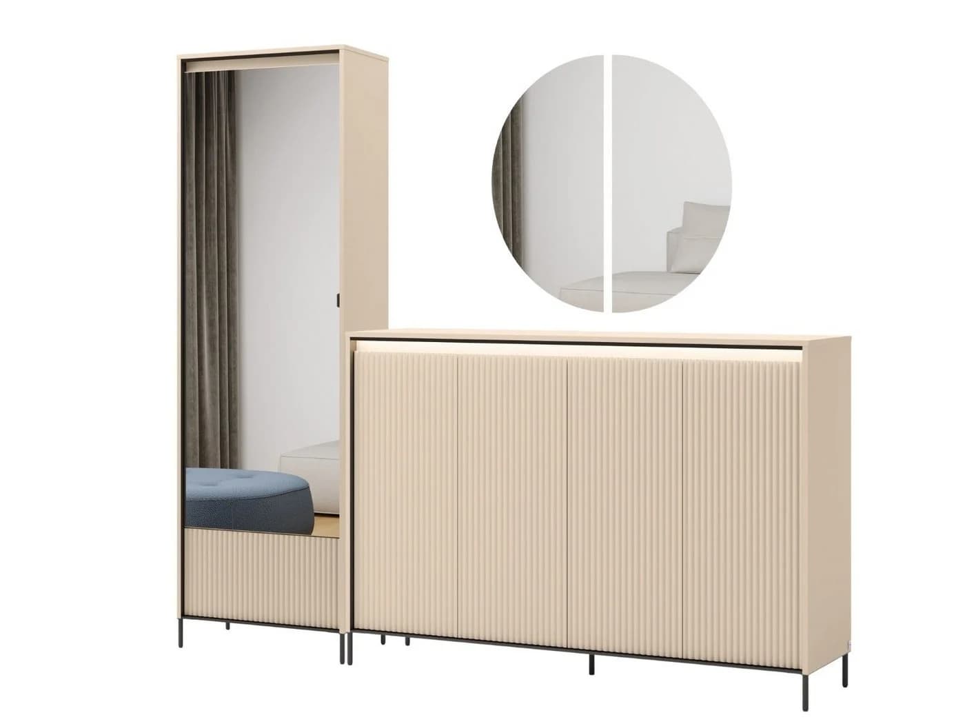 Compleo Garderoben-Set FLORE mit Spiegel Beige Modern - Bild 2