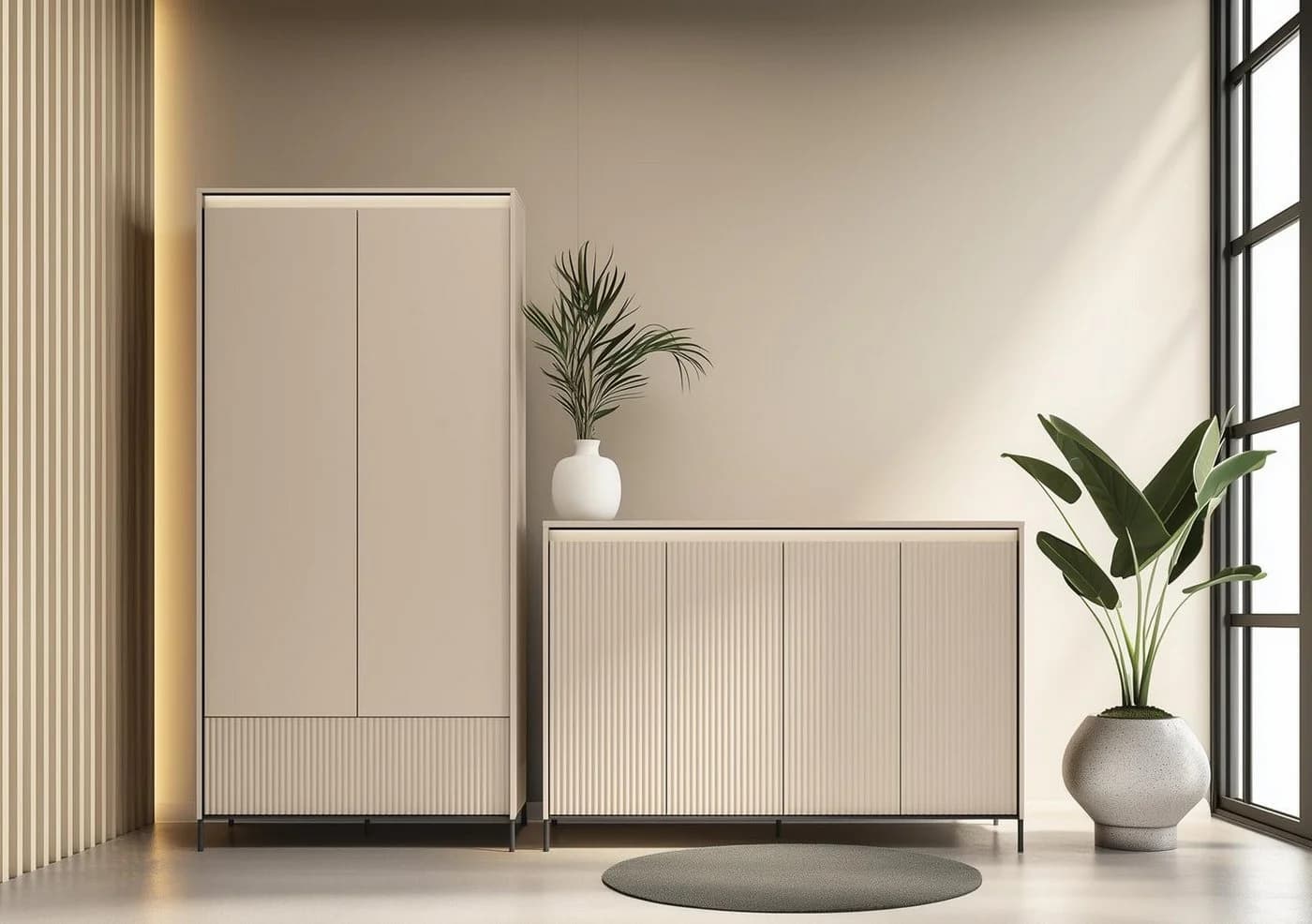 Compleo Garderoben-Set FLORE mit Spiegel Beige Modern - Bild 4