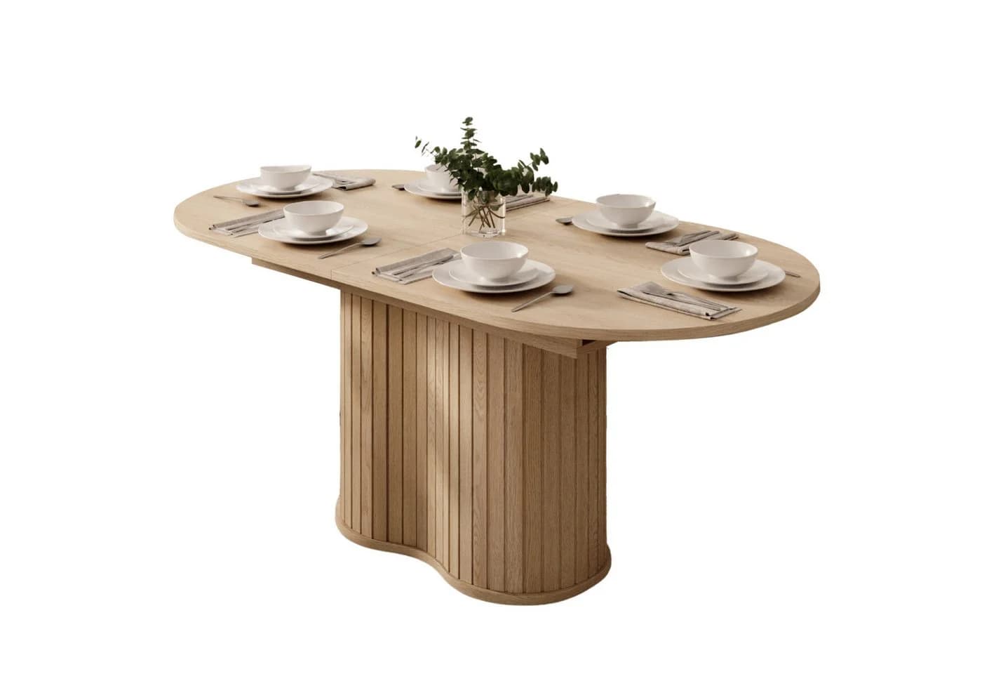 Compleo Esstisch Eiche cremona, kegelförmige Basis, oval, ausziehbar