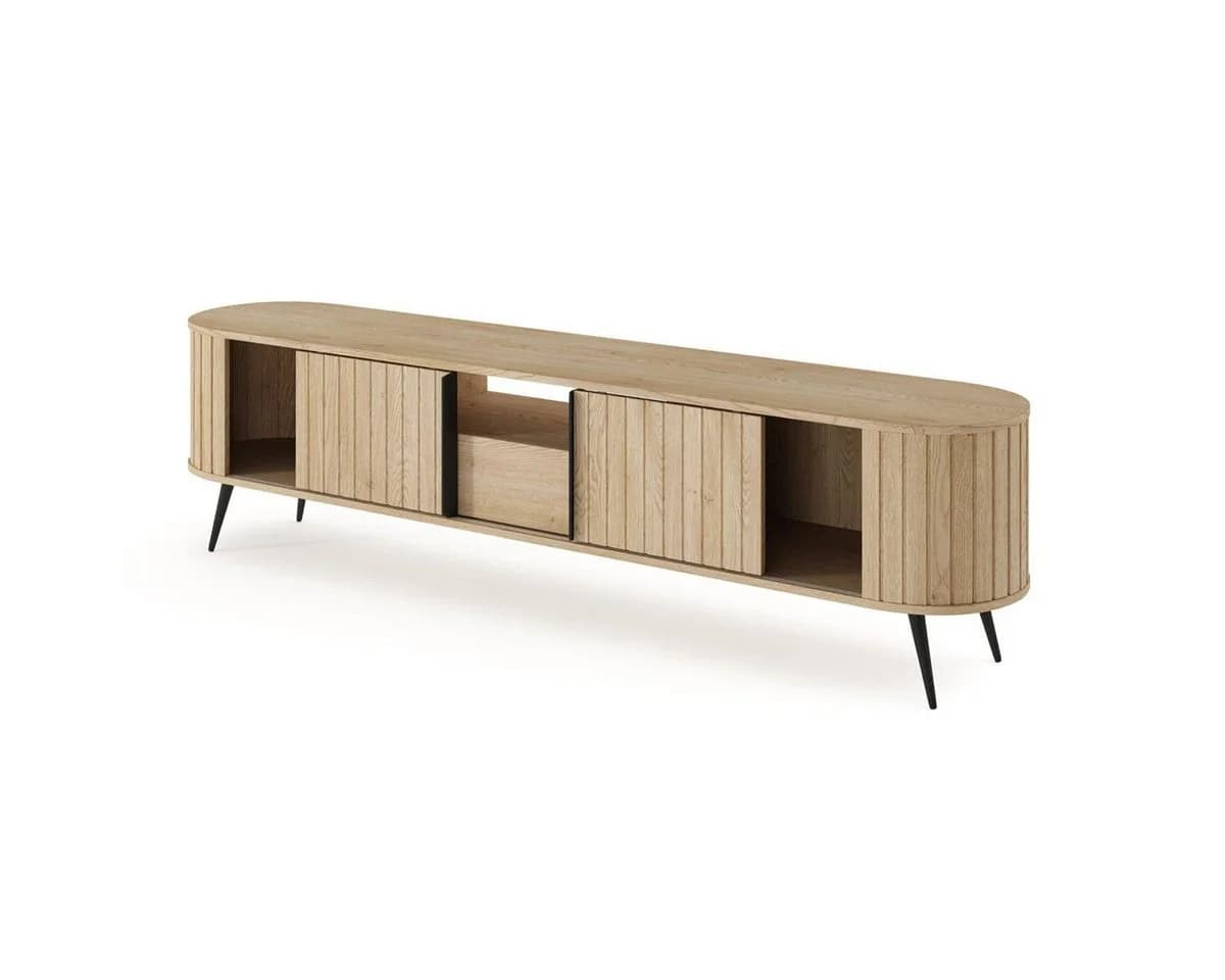 Compleo TV-Schrank 196 cm breit, Lowboard Eiche Japandi Stil KAMA - Bild 4