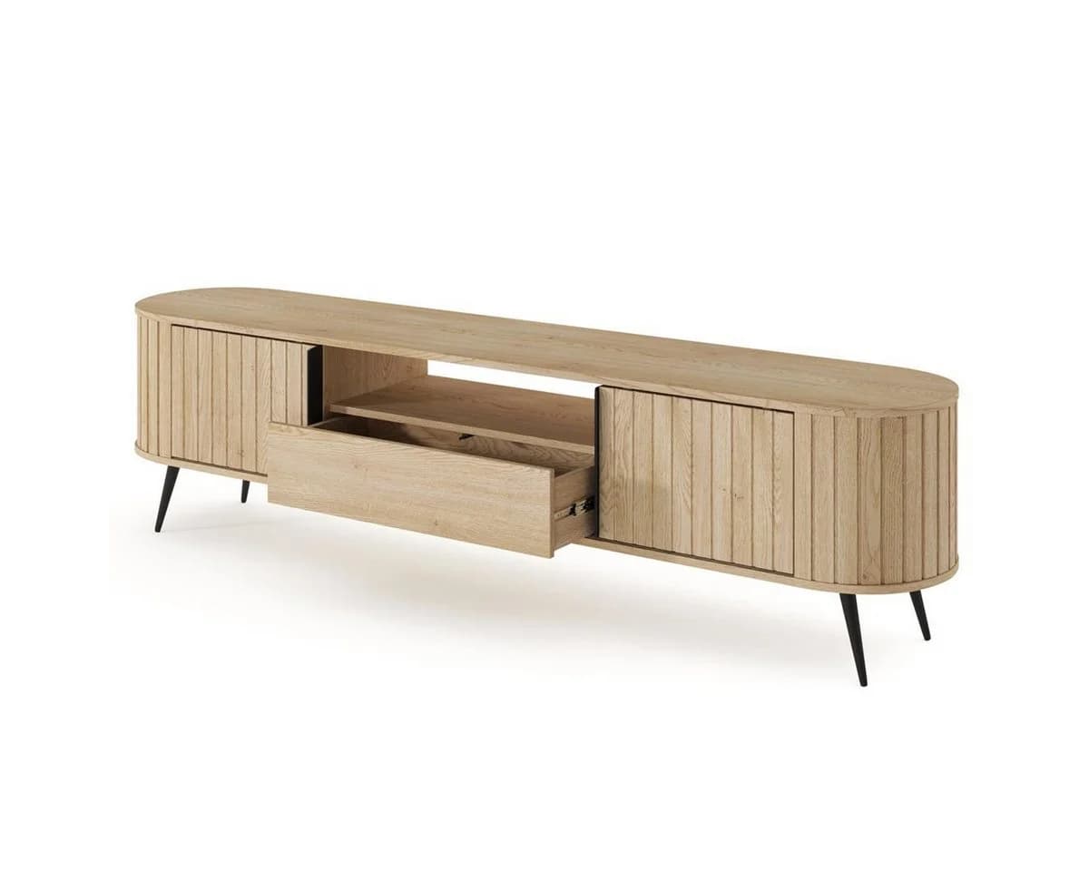 Compleo TV-Schrank 196 cm breit, Lowboard Eiche Japandi Stil KAMA - Bild 5