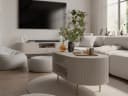 Compleo Couchtisch mit Regalen, OVI Eiche cremona oder Beige, Soft-Close-Mechanismus Bild 1