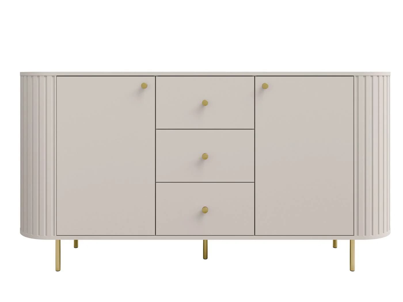 Compleo Kommode Eiche Crema oder Beige, drei Schubladen und zwei Türen - Bild 2