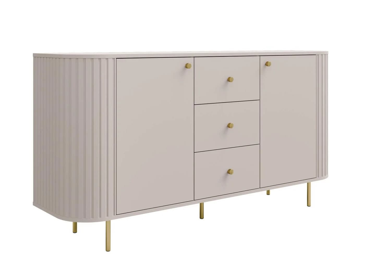 Compleo Kommode Eiche Crema oder Beige, drei Schubladen und zwei Türen - Bild 3