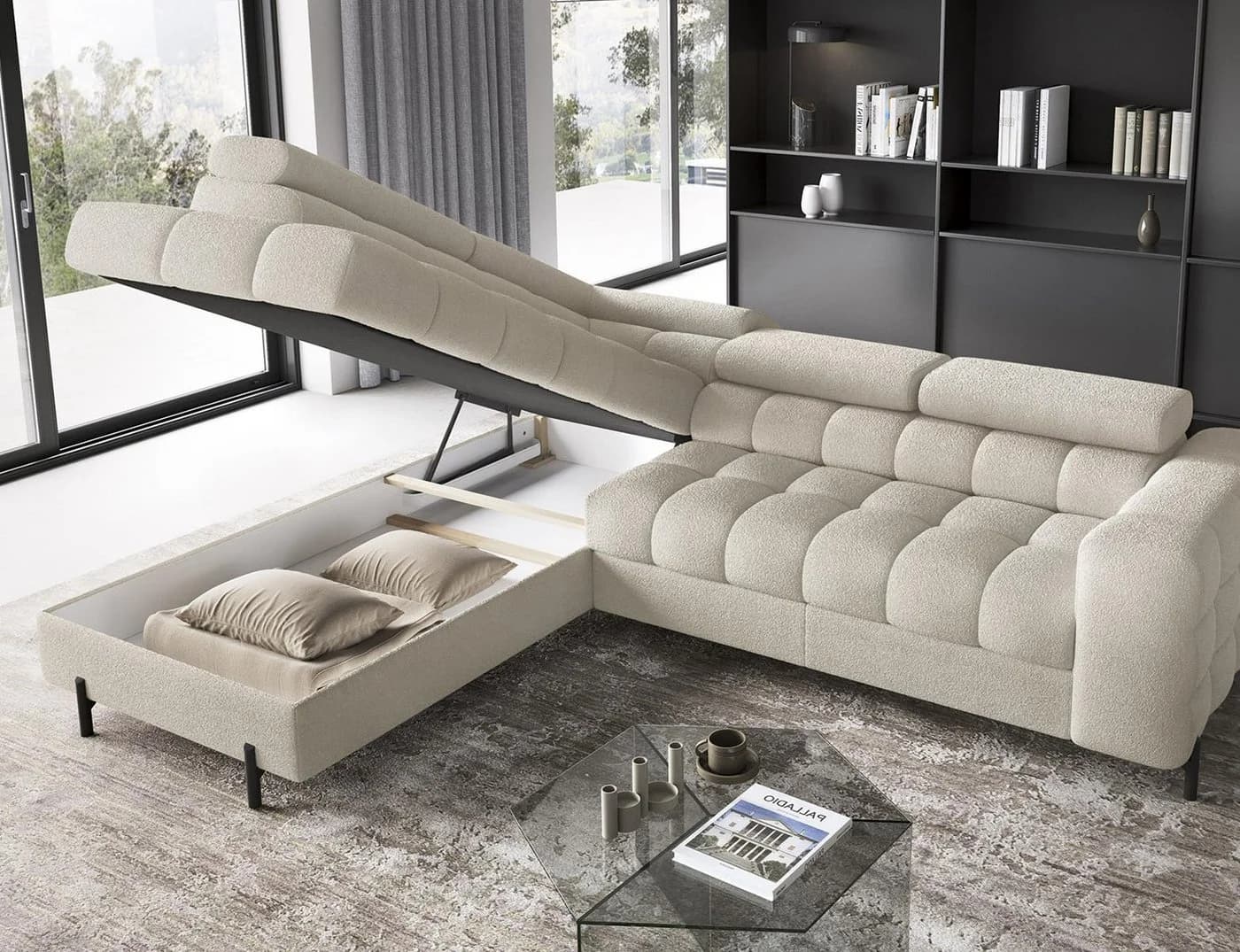 Compleo Ecksofa Bubble mit verstellbaren Kopfstützen FERRO, Schlaffunktion, Bubble Design - Bild 3