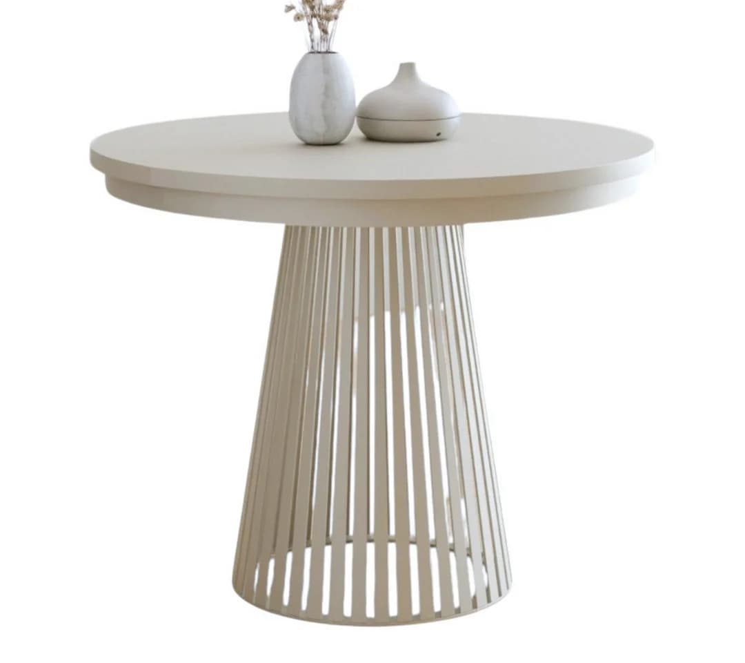 Compleo Esstisch Rund Ausziehbar Ø: 120 cm oder Ø: 100 cm, Modern Esstisch mit Lamellen - Bild 2