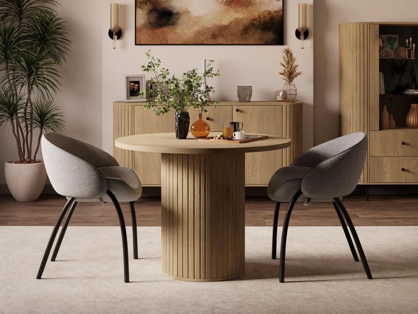 Compleo Esstisch rund ausziehbar Beige oder Eiche Cremona - Bild 2