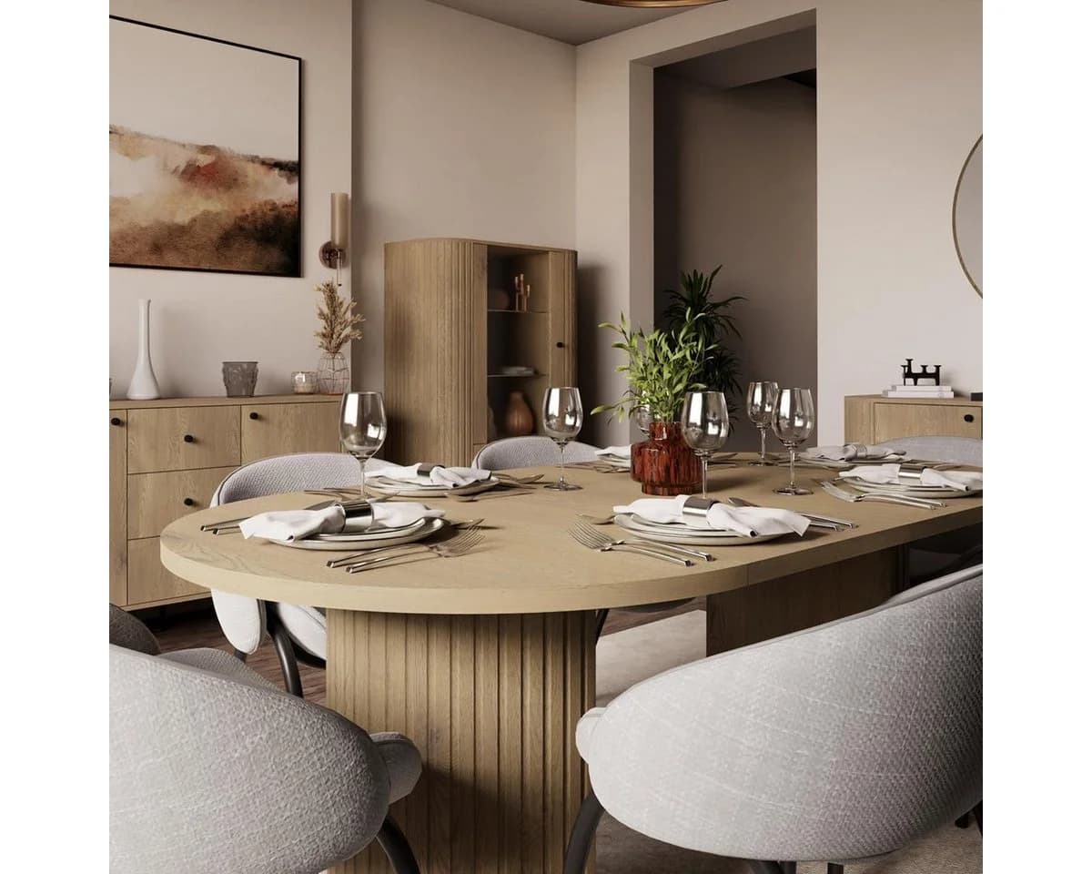 Compleo Esstisch rund ausziehbar Beige oder Eiche Cremona - Bild 3