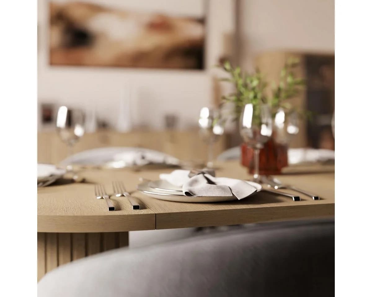 Compleo Esstisch rund ausziehbar Beige oder Eiche Cremona - Bild 5