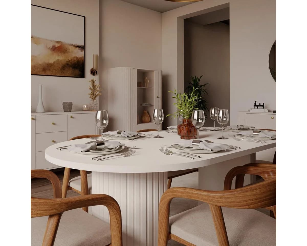 Compleo Esstisch rund ausziehbar 100-188 cm Beige oder Eiche Cremona - Bild 3