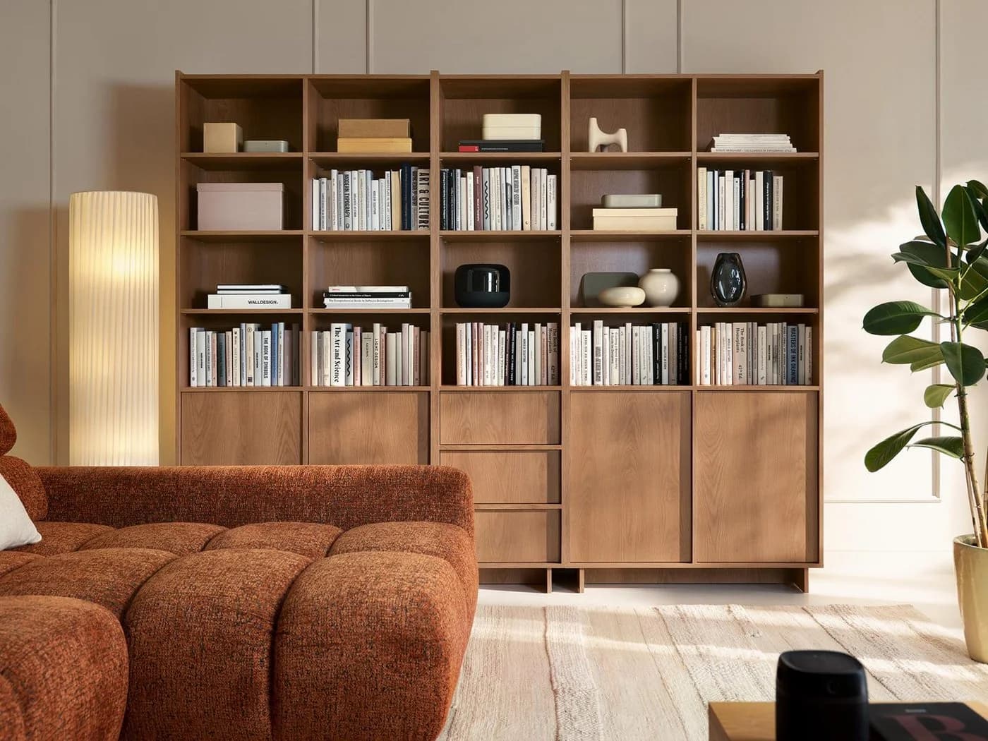 Compleo Bücherregal Set KELLOS 4 Türen 3 Schubladen Japandi - Bild 2