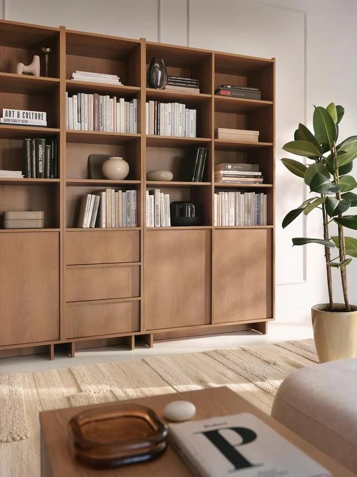 Compleo Bücherregal Set KELLOS 4 Türen 3 Schubladen Japandi - Bild 3
