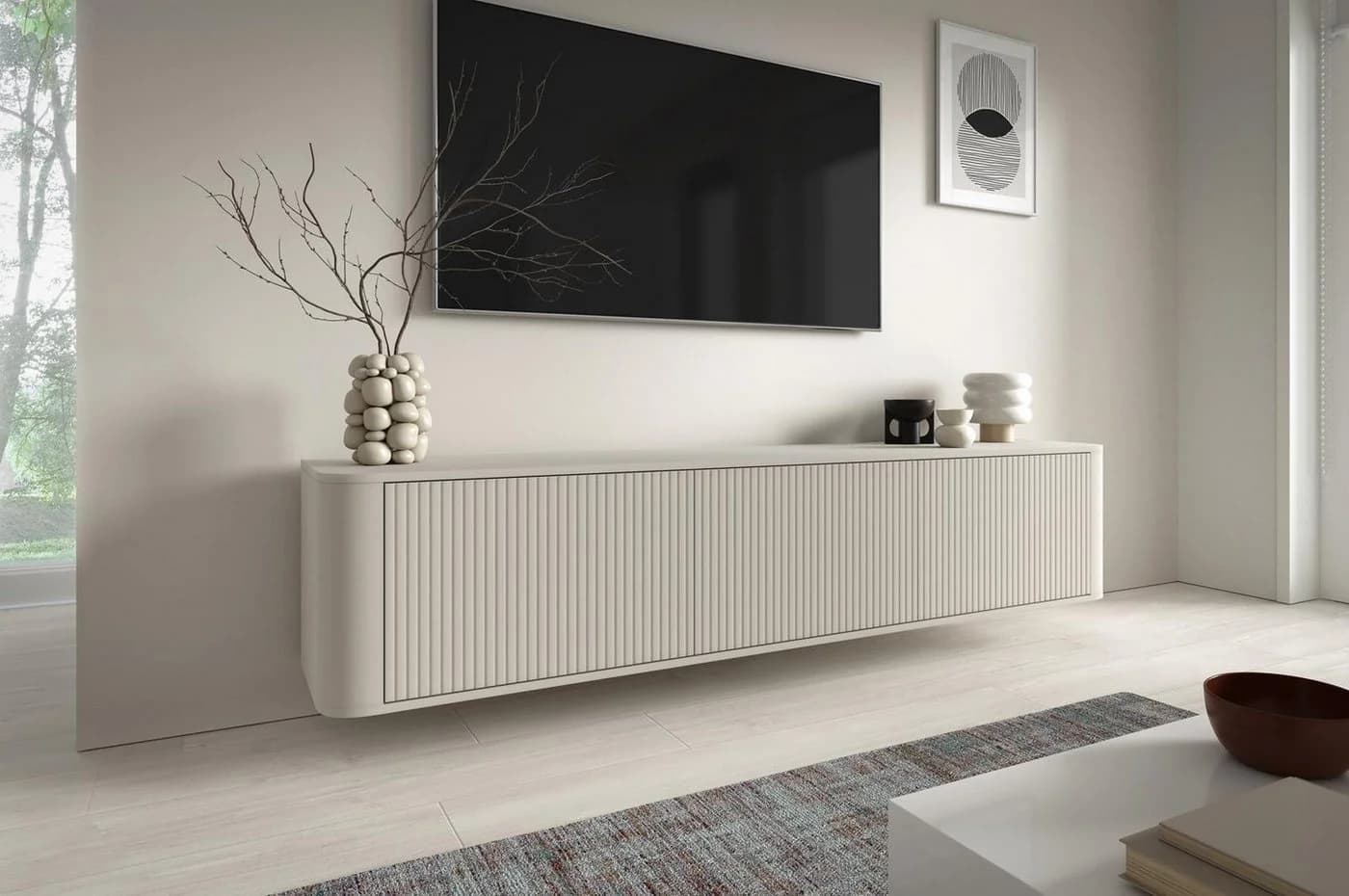 Compleo TV-Schrank Japandi Design Beige Push to open - Bild 2
