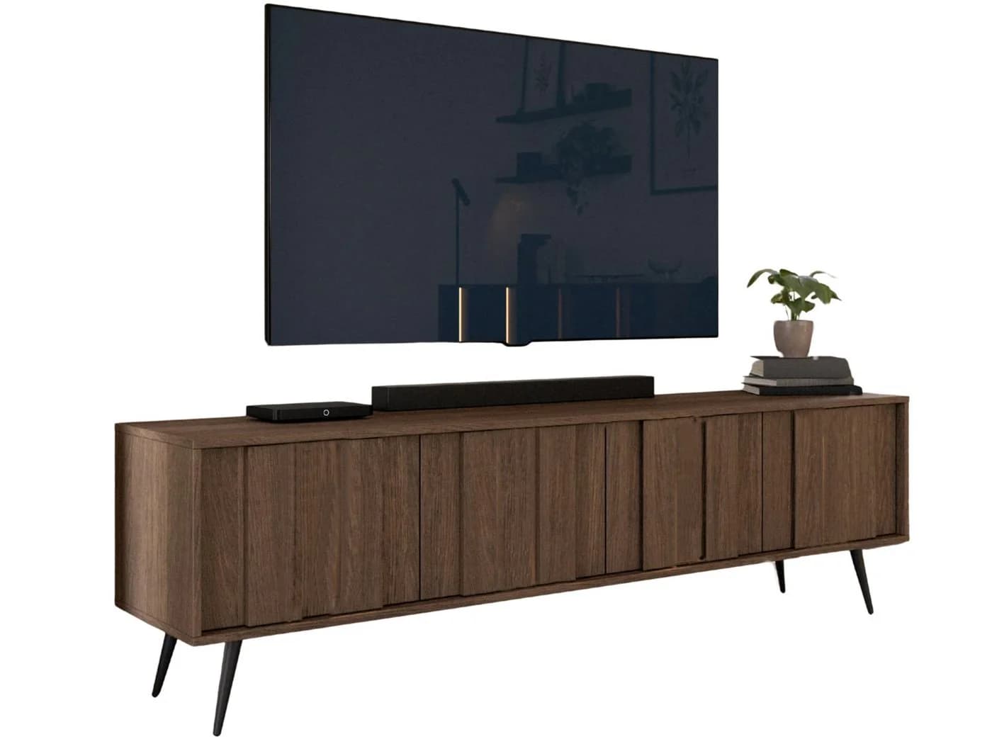 Compleo TV-Schrank 4 Türen PICO mit LED-Beleuchtung Eiche Design