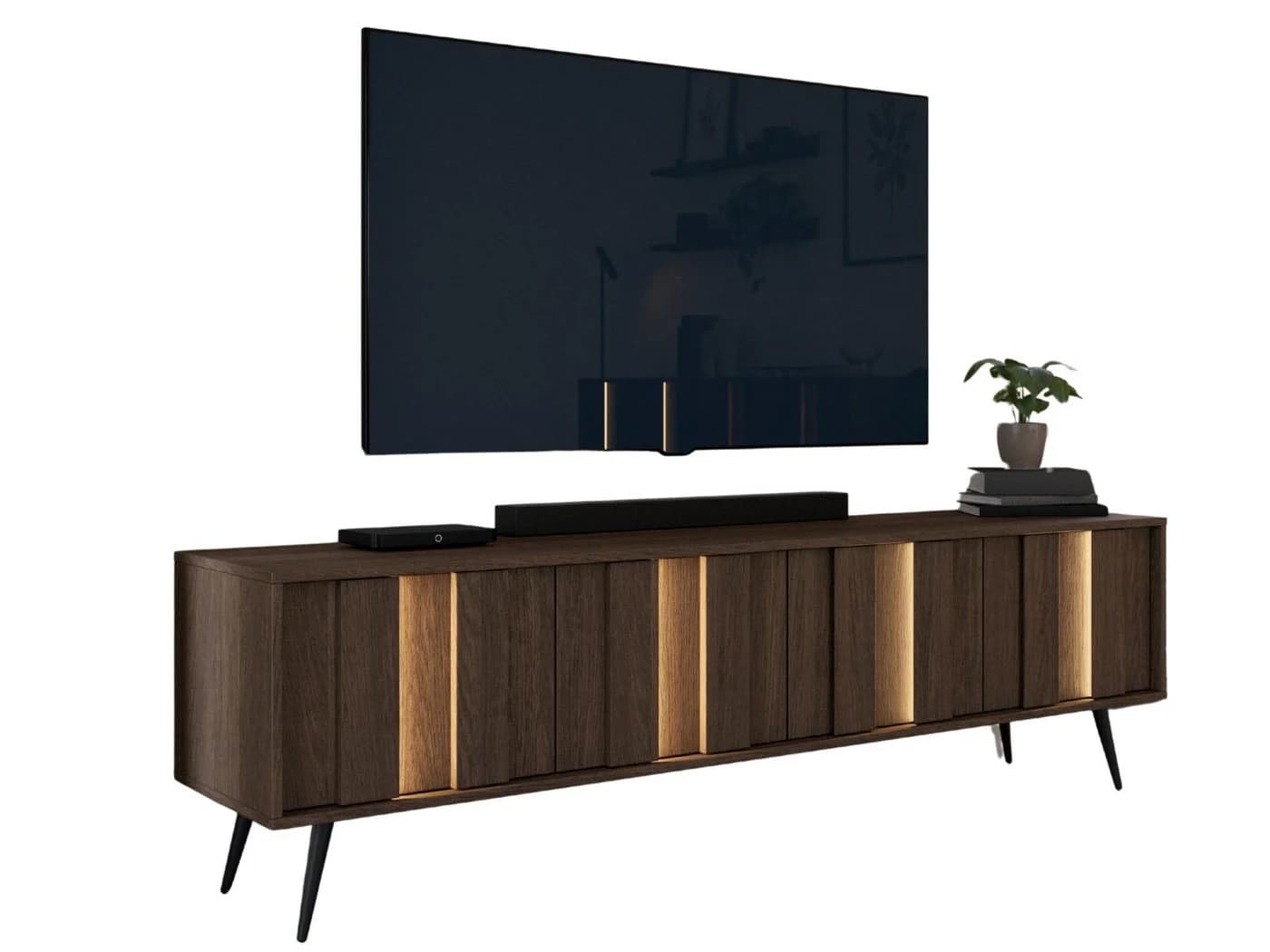 Compleo TV-Schrank 4 Türen PICO mit LED-Beleuchtung Eiche Design - Bild 3