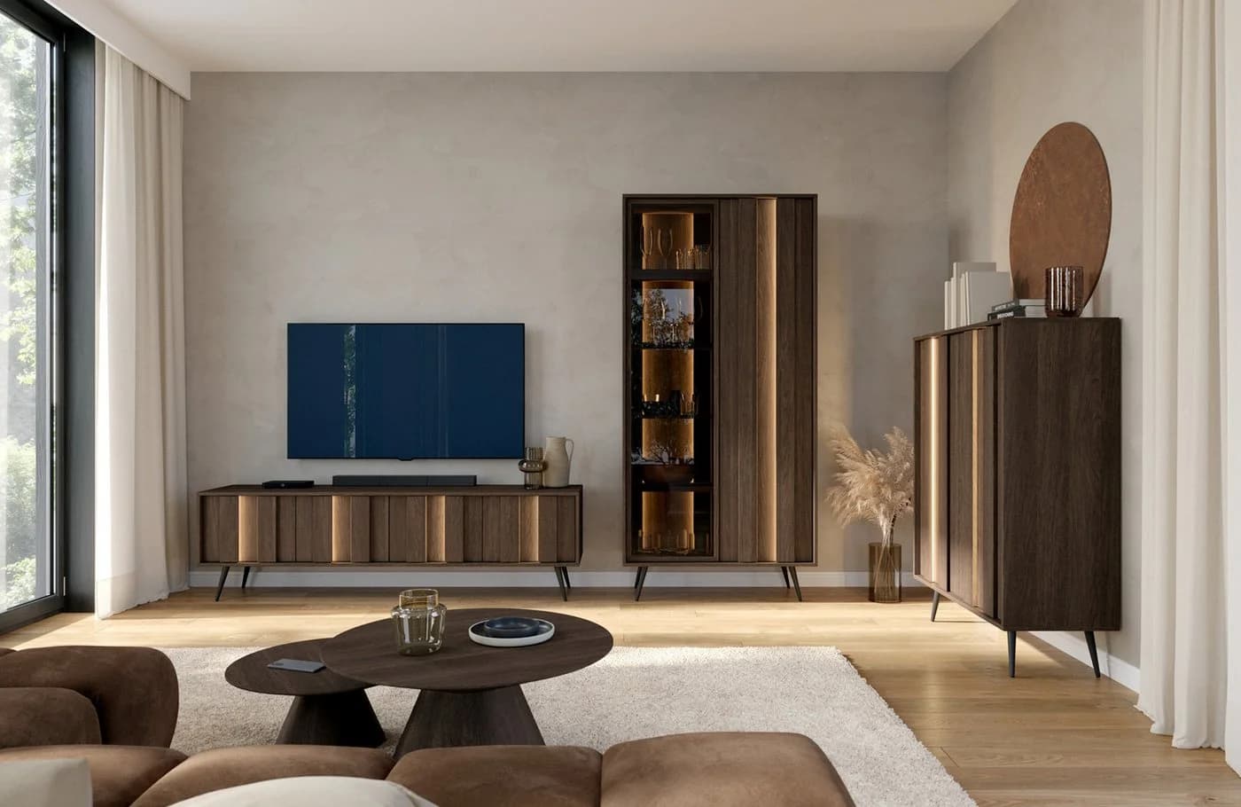Compleo TV-Schrank 4 Türen PICO mit LED-Beleuchtung Eiche Design - Bild 4