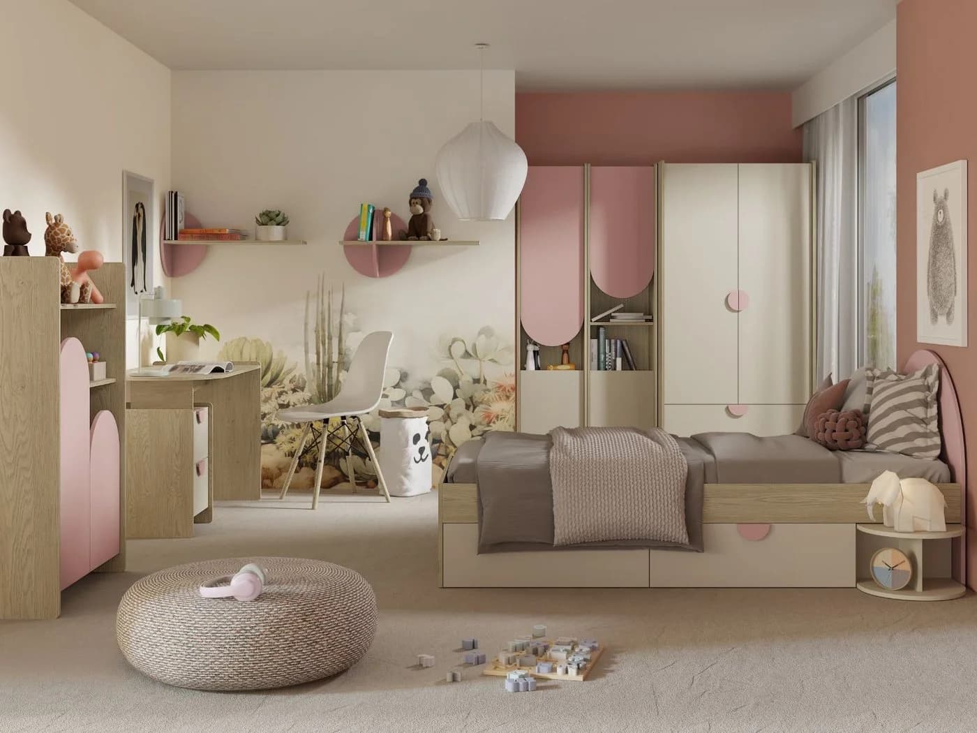 Compleo Schreibtisch mit 2 Schubladen Rosa Modernes Kinderzimmer Design - Bild 4