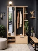 Compleo Garderobenschrank ALIS mit Spiegel und Kleiderstange Beige Bild 2