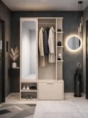 Compleo Garderobenschrank ALIS mit Spiegel und Kleiderstange Beige Bild 2