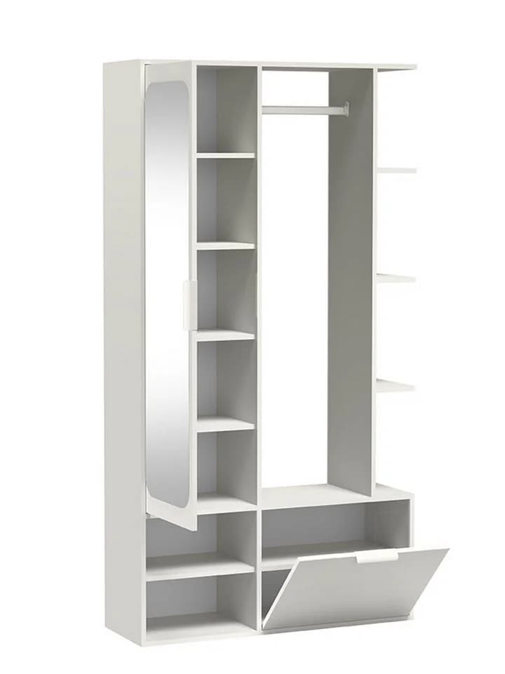 Compleo Garderobenschrank ALIS mit Spiegel und Kleiderstange Beige - Bild 4