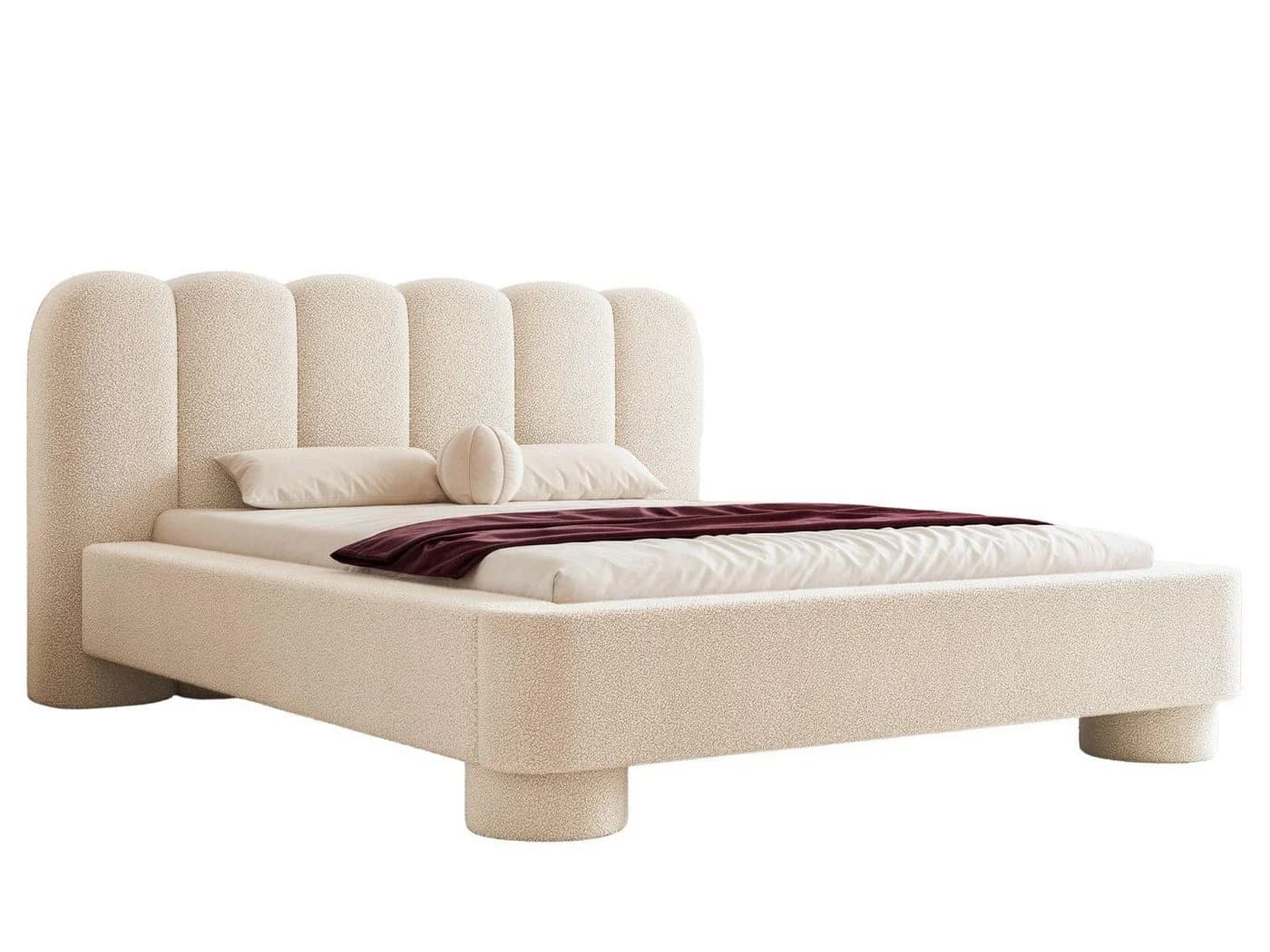 Compleo Polsterbett Boucle Beige Japandi Design