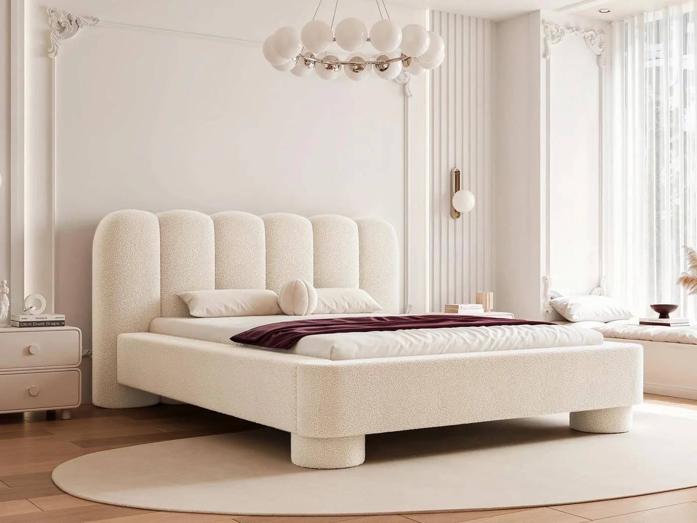 Compleo Polsterbett Boucle Beige Japandi Design - Bild 2