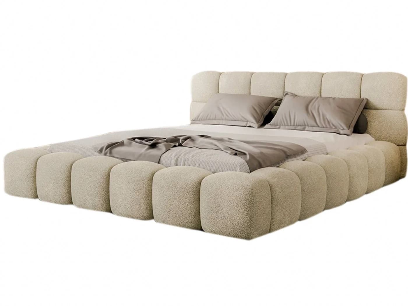 Compleo Polsterbett BUBBLE Beige Bouclé Stauraumbett - Bild 3