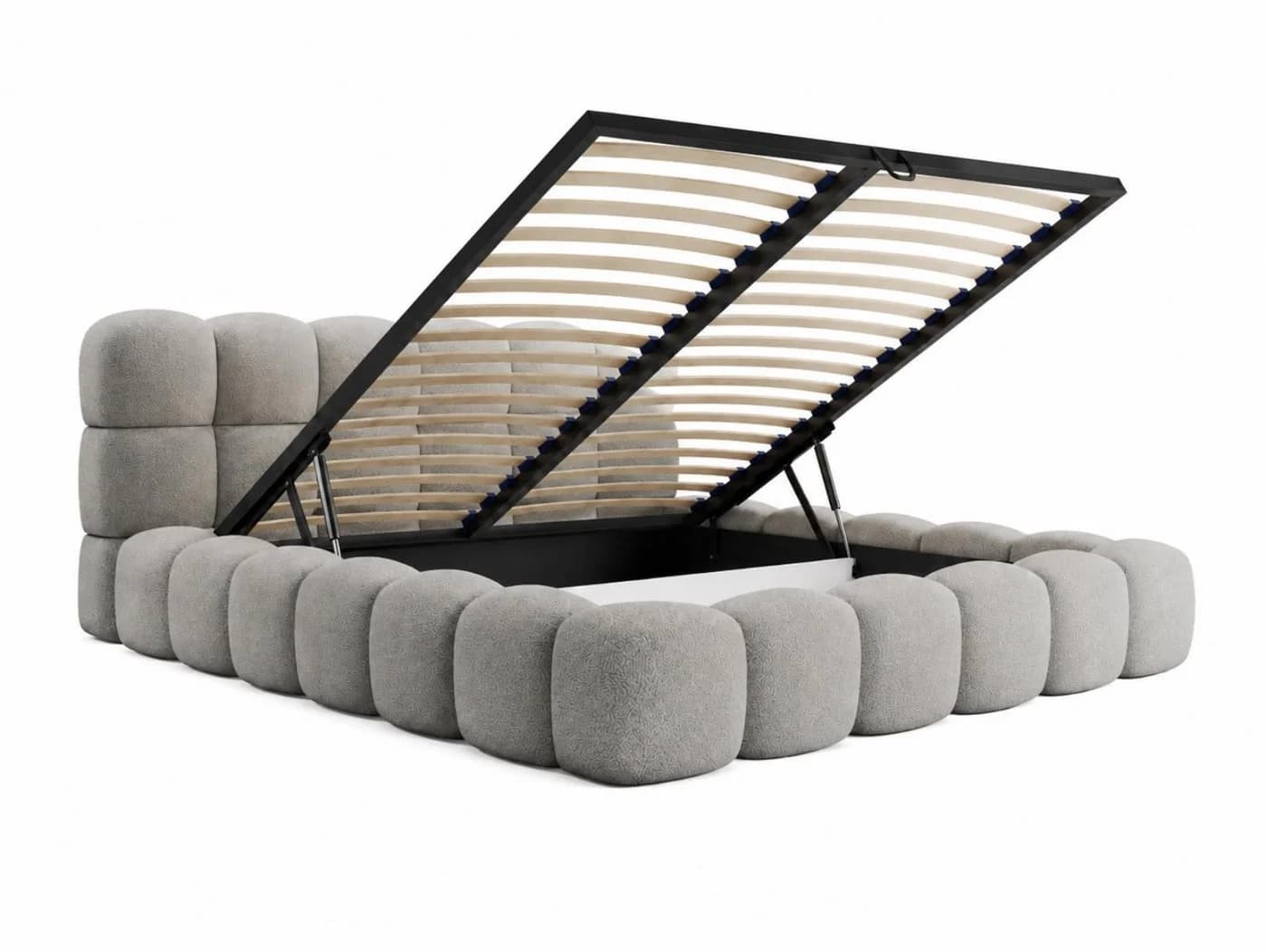 Compleo Polsterbett BUBBLE Beige Bouclé Stauraumbett - Bild 4