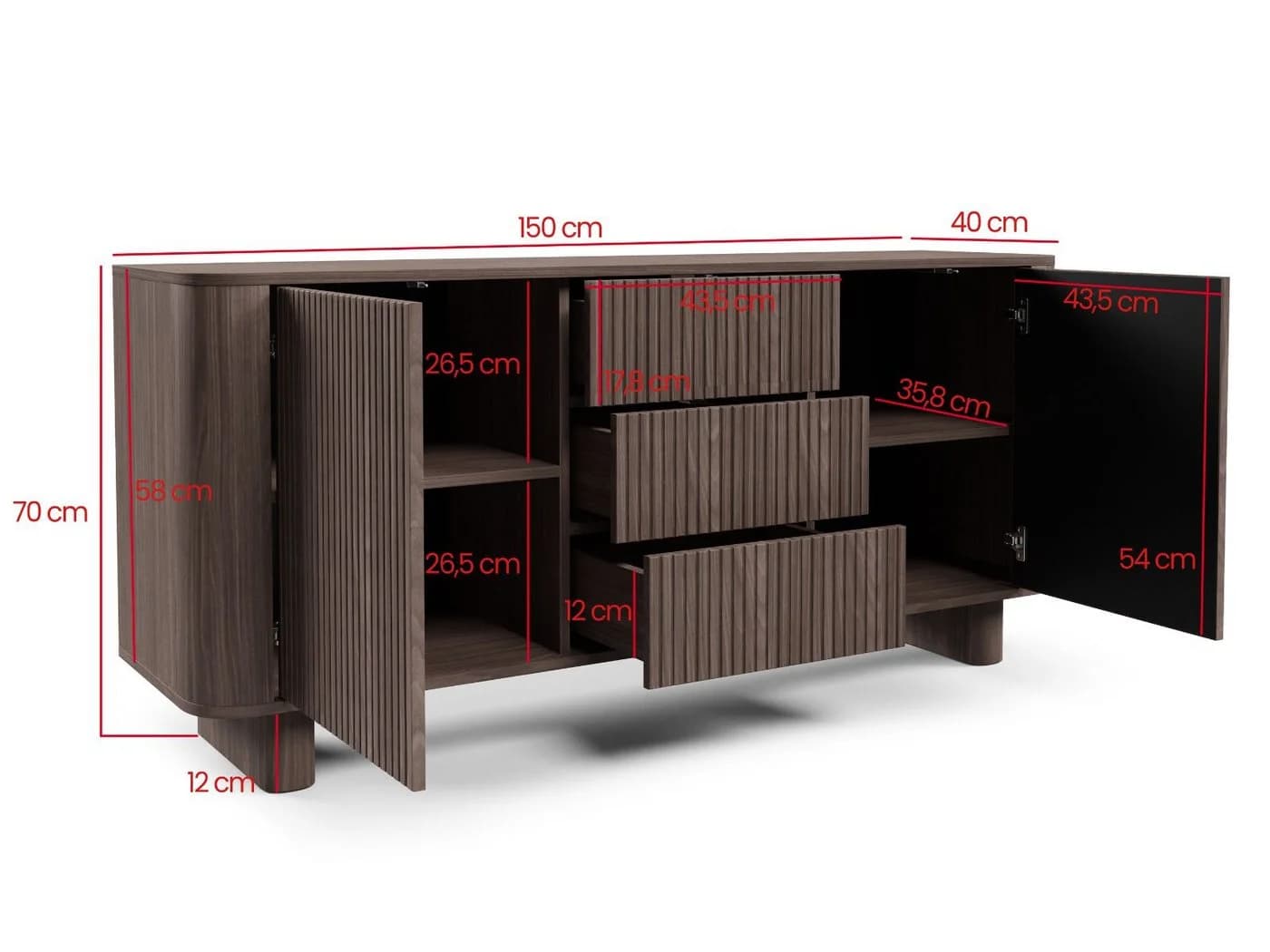 Compleo Kommode AKARI 3 Schubladen Japandi Design Nussbaum - Bild 5