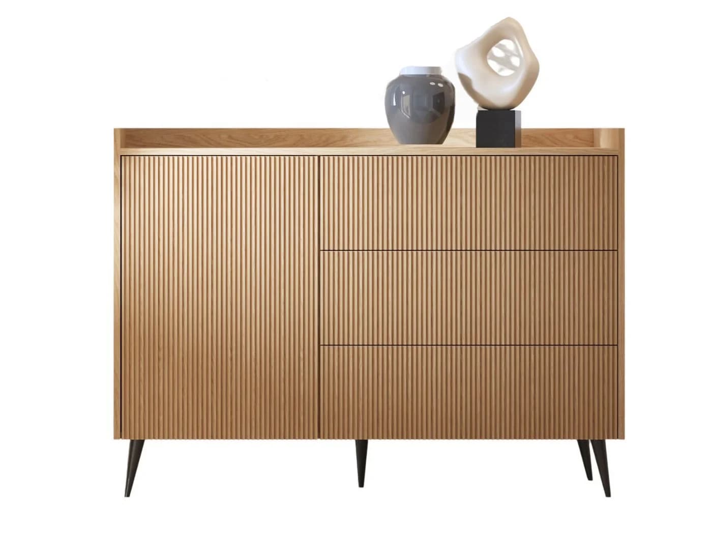 Compleo Schubkastenkommode 3 Schubladen Japandi Beige Schwarz - Bild 2