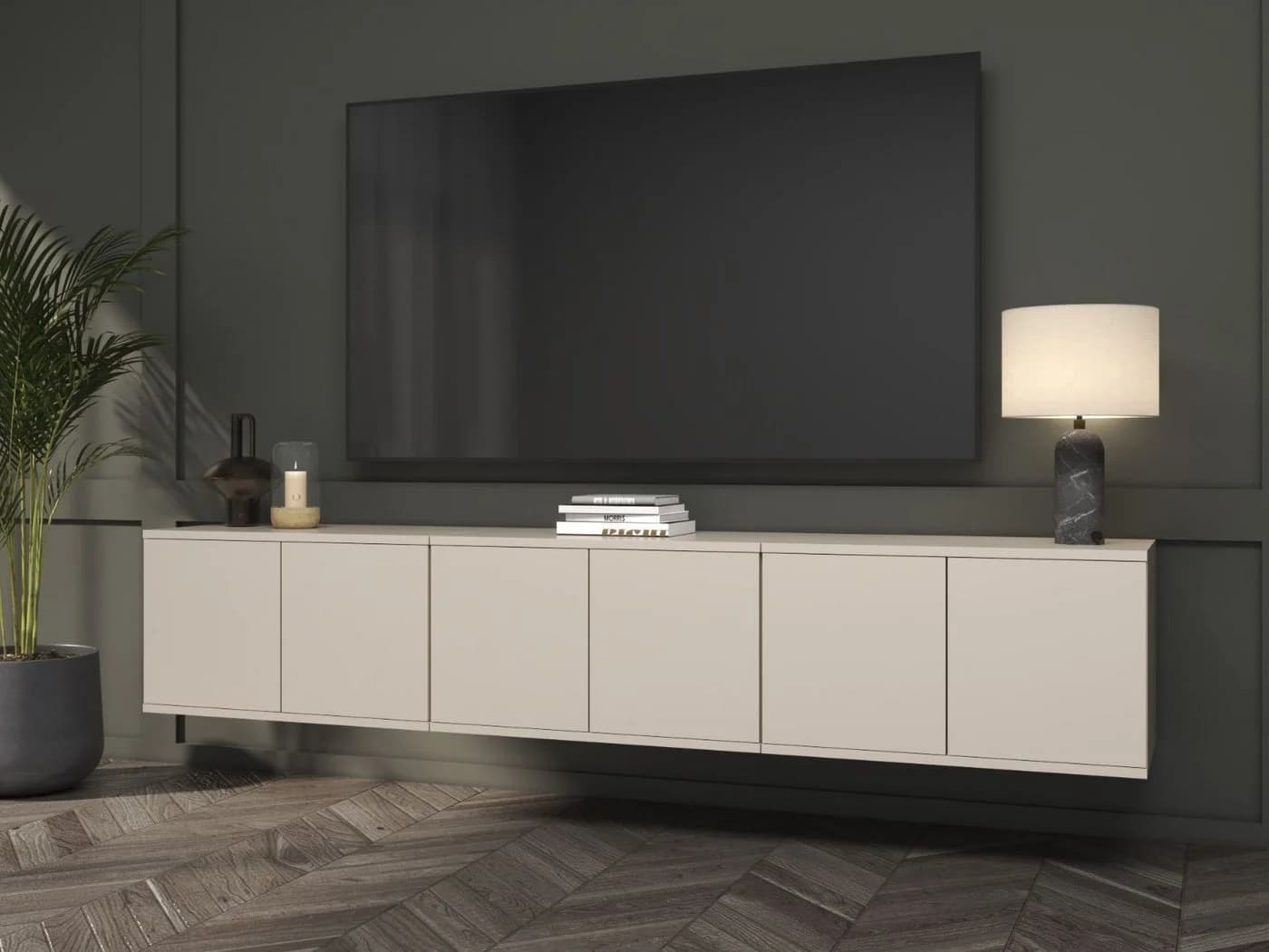 Compleo TV-Lowboard 210 cm Kaschmir Soft-Close Push-to-Open