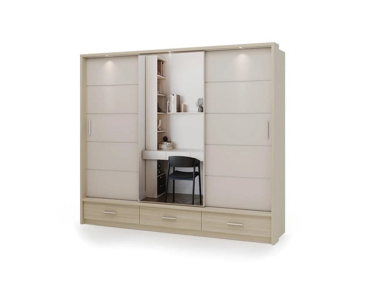 Compleo Kleiderschrank 3-türig mit Spiegel & Schubladen - Bild 3