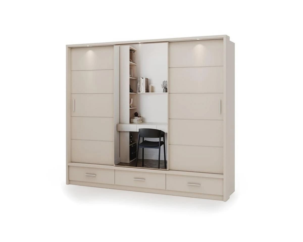 Compleo Kleiderschrank 3-türig mit Spiegel & Schubladen - Bild 4
