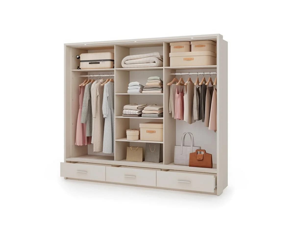 Compleo Kleiderschrank 3-türig mit Spiegel & Schubladen - Bild 5
