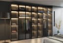 Compleo Kleiderschrank mit Glasfront und LED-Beleuchtung Grau Bild 1